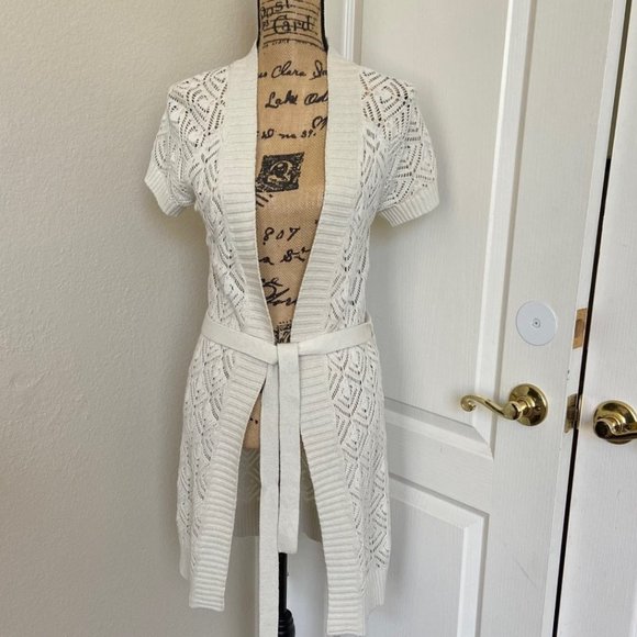 Sonoma Cream knit long cardigan with tie front . Size S - Picture 1 of 6